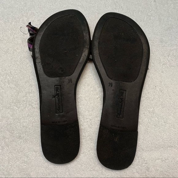 American Eagle Plaid Bow Thong Flip Flop Sandals - Picture 8 of 10